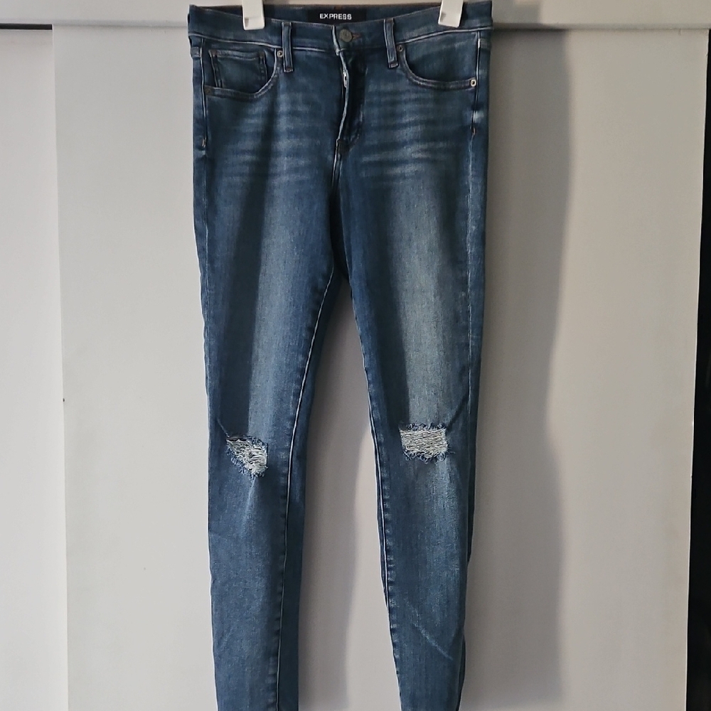 Express Women's Skinny Jeans with Knee Distressing